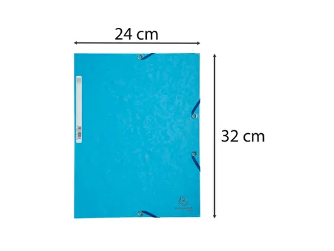 Elastomap 3 kleppen glanskarton 400g/m2 - A4-Turkoois