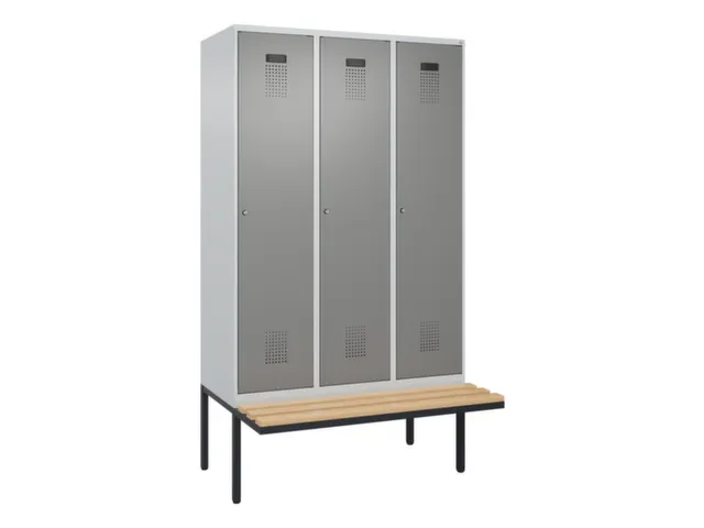 locker met bank,voor scheiding van kleding,HxBxD 2120x1200x815mm,3vak