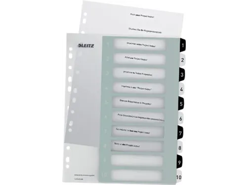 WOW printbare index, 10 tabs, zwart-wit