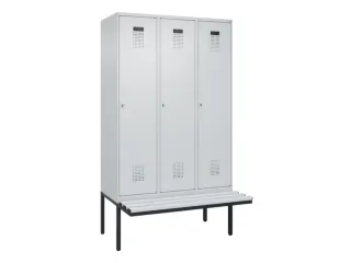 locker met bank,voor scheiding van kleding,HxBxD 2120x1200x815mm,3vak - 2