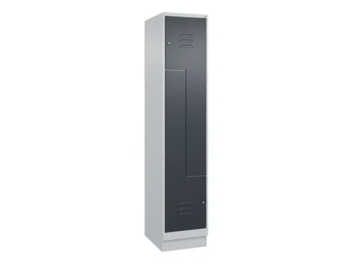 Z-garderobekast,HxBxD 1950x400x500mm,vak B 200/400mm,cil.-slot,sokkel