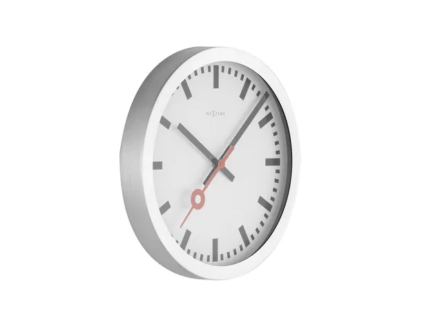 Horloge murale NeXtime 'Station' Ø19cm aluminium brossé