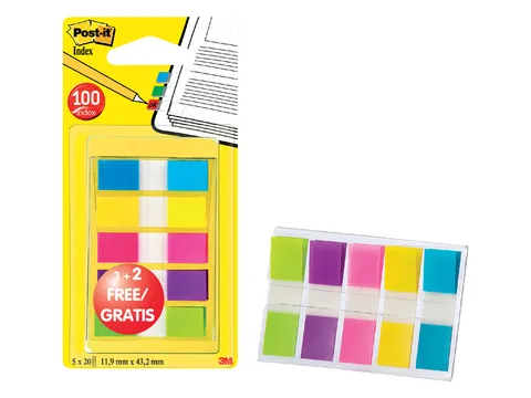 Indextabs Post-it 6835 11.9x43.1mm 3+2 gratis assorti 100 tabs