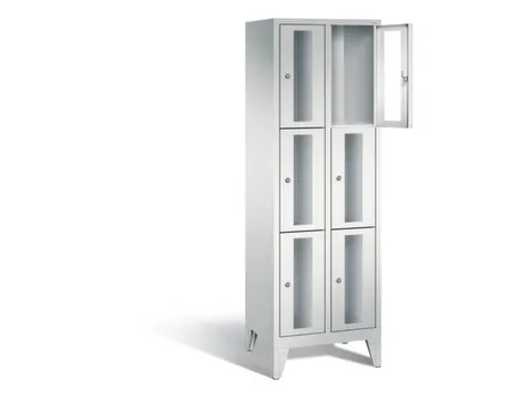 lockerkast 1850x610x500mm 2x3 vakken Cilinderslot Poten, RAL7035