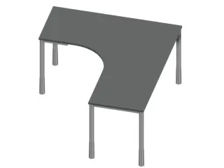 In hoogte verstelbaar bureau in vrije vorm,MS-donkergrijs - 2