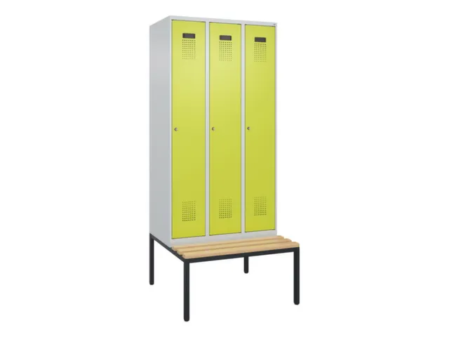 locker met bank,voor scheiding van kleding,HxBxD 2120x900x815mm,3vak