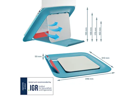 Laptopstandaard Leitz Ergo Cosy verstelbaar recyled blauw