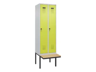 locker met bank,voor scheiding van kleding,HxBxD 2120x600x815mm,2vak - 2