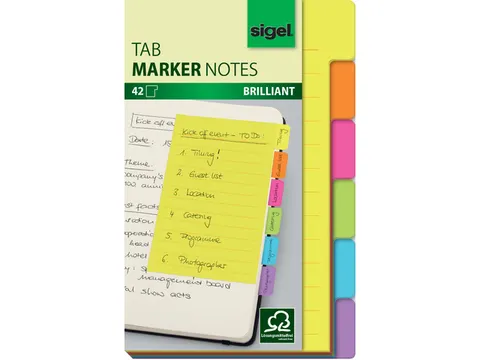 Tabmarker notes Sigel 98x148mm 6 kleuren 42 sheets