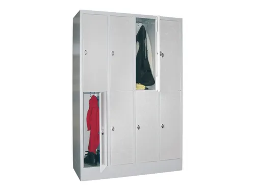 lockerkast,HxBxD 1850x1200x500mm,4x2vakken,RAL7035,front RAL7035