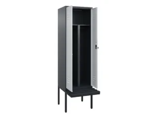 PBM-locker met bank,HxBxD 2120x600x815mm,2vak,vak B 300mm,draaigrendel - 2