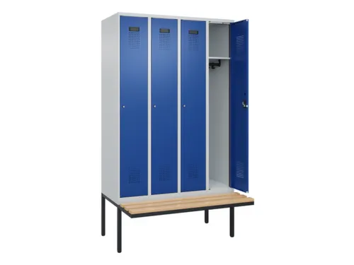 locker met bank,HxBxD 2120x1200x815mm,4vak,vak B 300mm,cilinderslot