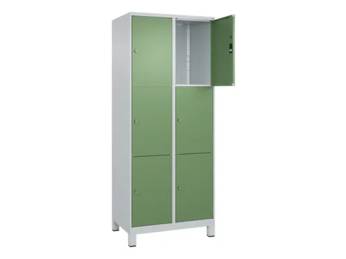 lockerkast,HxBxD 1950x800x500mm,2x3vakken,vak B 400mm,cil.-slot,voeten