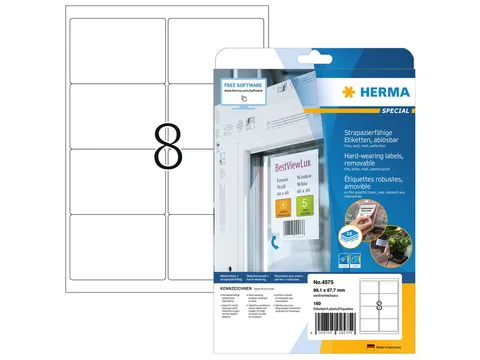 HERMA 4575 Weervaste Folie-etiket A4 99,1x67,7mm removable 160 stuks