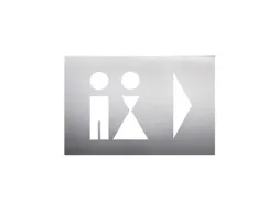 wandbord,wc dames/heren,pijl rechts,RVS,zelfklevend,HxB 160x235mm