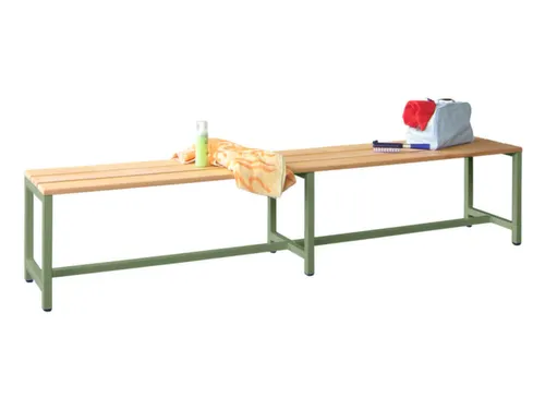 omkleedbank,LxD 2000x370mm,houten lijst beuken,onderstel RAL6011