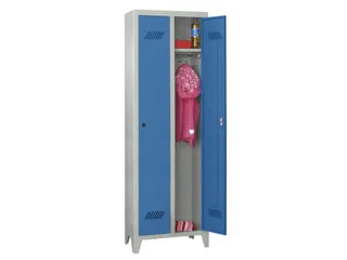 lockerkast v. kinderen,HxBxD 1600x630x500mm,2vak,RAL7035,front RAL5012 - 2