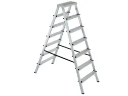 dubbele aluminium ladder beide zijden 2x7treden bordes H 1 52m