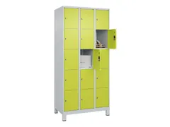 lockerkast,HxBxD 1950x900x500mm,3x5vakken,vak B 300mm,cil.-slot,voeten