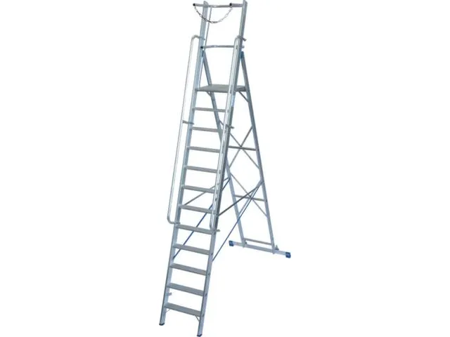verrijdbare treden-platformladder eenzijdig 12treden stand H 2 8m