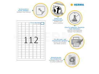 HERMA 4211 Verwijderbare etiketten A4 25,4x16,9mm Wit 2800 stuks - 3
