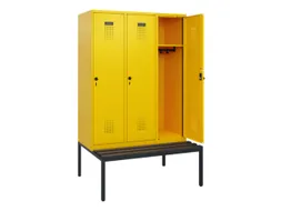 locker met bank,HxBxD 1950x1200x815mm,3vak,vak B 400mm,draaigrendel