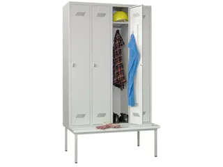 locker met bank,HxBxD 2150x1200x500mm,4vak,RAL7035,front RAL7016 - 1