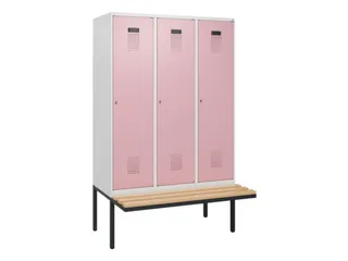locker met bank,HxBxD 1950x1200x815mm,3vak,vak B 400mm,cilinderslot - 2