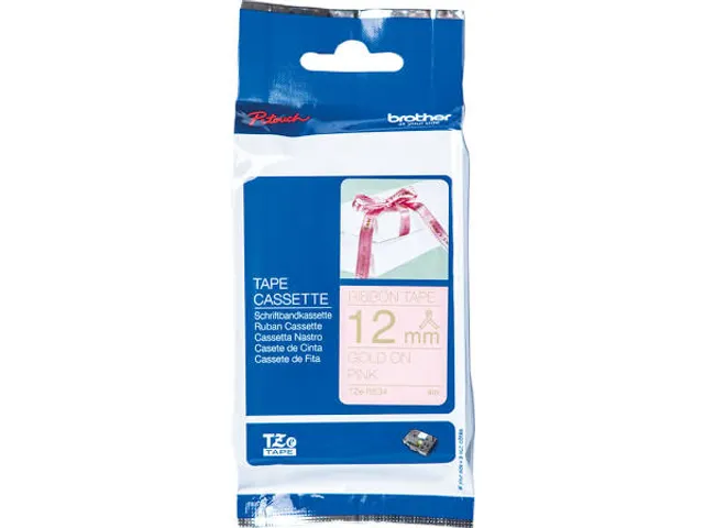 TZERE34 BROTHER PTOUCH 12mm goud op roze