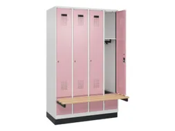 locker met bank,HxBxD 1950x1200x815mm,4vak,vak B 300mm,cilinderslot