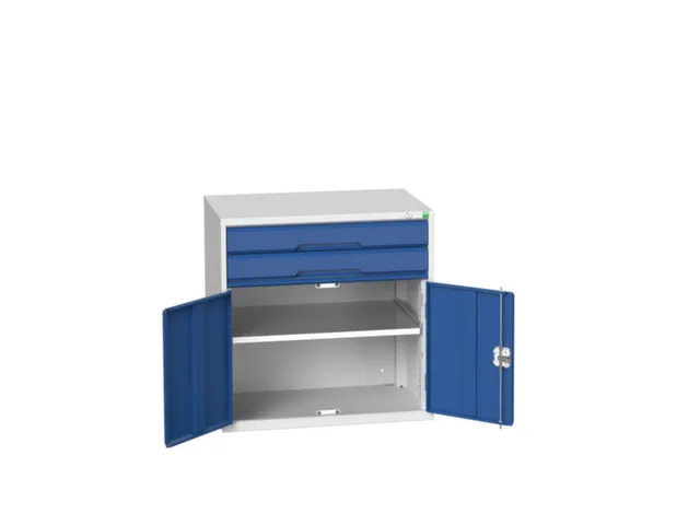 ladekast HxBxD 800x800x550mm 2laden 2deuren RAL7035 front RAL5010
