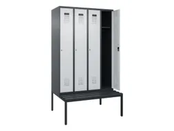 locker met bank,HxBxD 2120x1200x815mm,4vak,vak B 300mm,cilinderslot