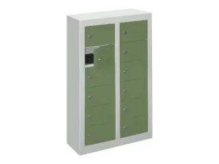 lockerkast,HxBxD 815x460x200mm,2x6vakken,RAL7035,front RAL6011 - 2