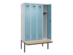 locker met bank,HxBxD 2120x1200x815mm,4vak,vak B 300mm,cilinderslot