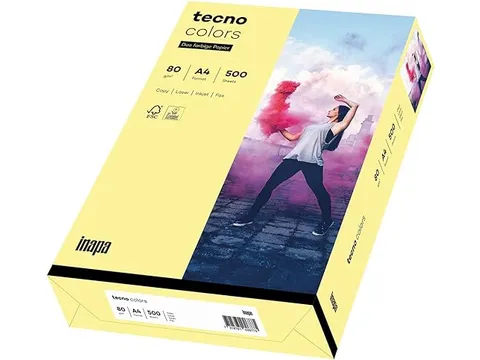 Inapa Tecno colors Gekleurd papier A4 Licht geel 80 gram 500vel
