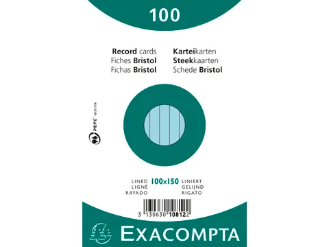 Pk 100 Cards 100X150 Blue Lined