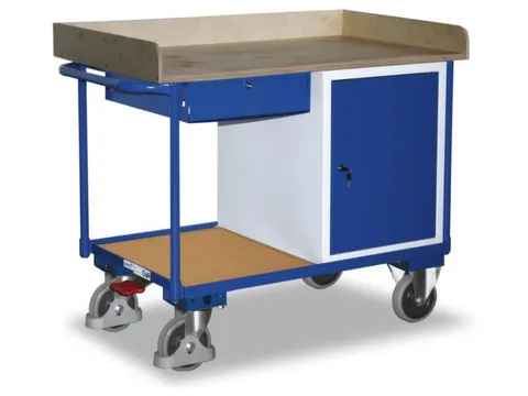 Tafel- En Kastwagen 400kg Laadvl. 1125x625mm 2 Etages 1 Kast 1 Lade