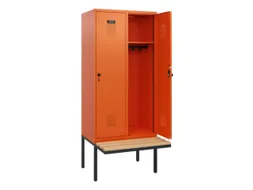 locker met bank,HxBxD 1950x800x815mm,2vak,vak B 400mm,draaigrendel