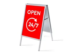 Stoepbord A1 complete set met print 'Ouvert 24h/24 7j/7' Rood