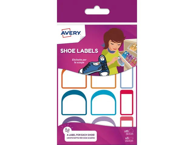 Etiket voor op schoenen Avery assorti, 24 etiketten