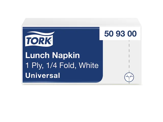 Lunchservet Tork 1-laags 33x33 500st wit 509300