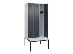 locker met bank,HxBxD 2120x900x815mm,3vak,vak B 300mm,cilinderslot