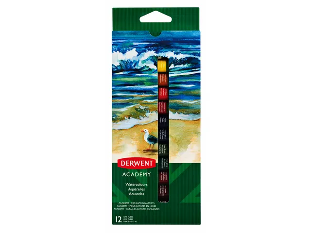 Aquarelverf Derwent Academy blister à 12 tubes à 12ml assorti