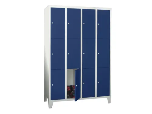 lockerkast,HxBxD 1850x1600x500mm,4x3vakken,RAL7035,front RAL5010