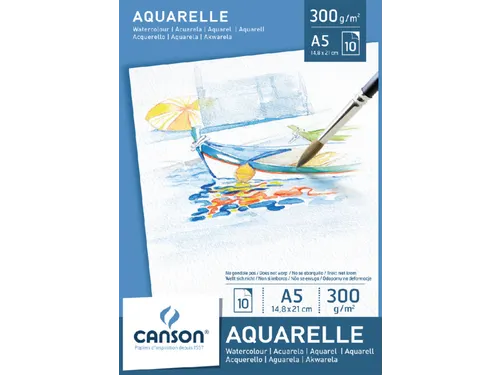Aquarelpapier Canson Graduate Watercolour 20vel 250gr A5 natuurlijk wi