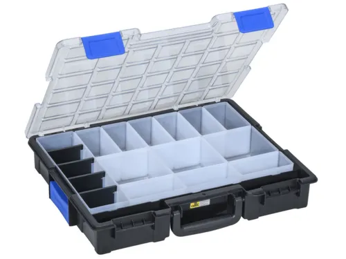 Assortimentskoffer,HxBxD 76x440x355mm,19bakken,PP,koffer zwart