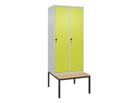 locker met bank,HxBxD 2120x800x815mm,2vak,vak B 400mm,draaigrendel