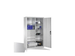 werkplaatskast,HxBxD 1950x1200x500mm,romp RAL7035,front RAL7035 - 1