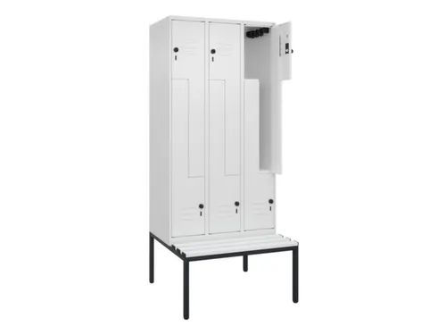 Z-garderobekast,HxBxD 2120x900x815mm,6vak,vak B 300mm,draaigrendel