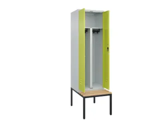 PBM-locker met bank,HxBxD 2120x600x815mm,2vak,vak B 300mm,cil.-slot - 2
